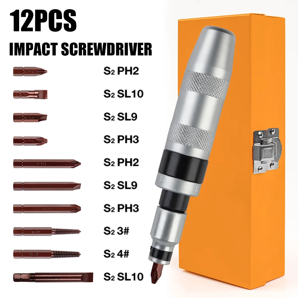 12PCS CR-V Manual Impact Screwdriver Set Reversible Driver with 10 Bits PH/SL/Spiral Screw Extractor Auto Motorcycle Home Repair
12PCS CR-V Manual Impact Screwdriver Set Reversible Driver with 10 Bits PH/SL/Spiral Screw Extractor Auto Motorcycle Home Repair