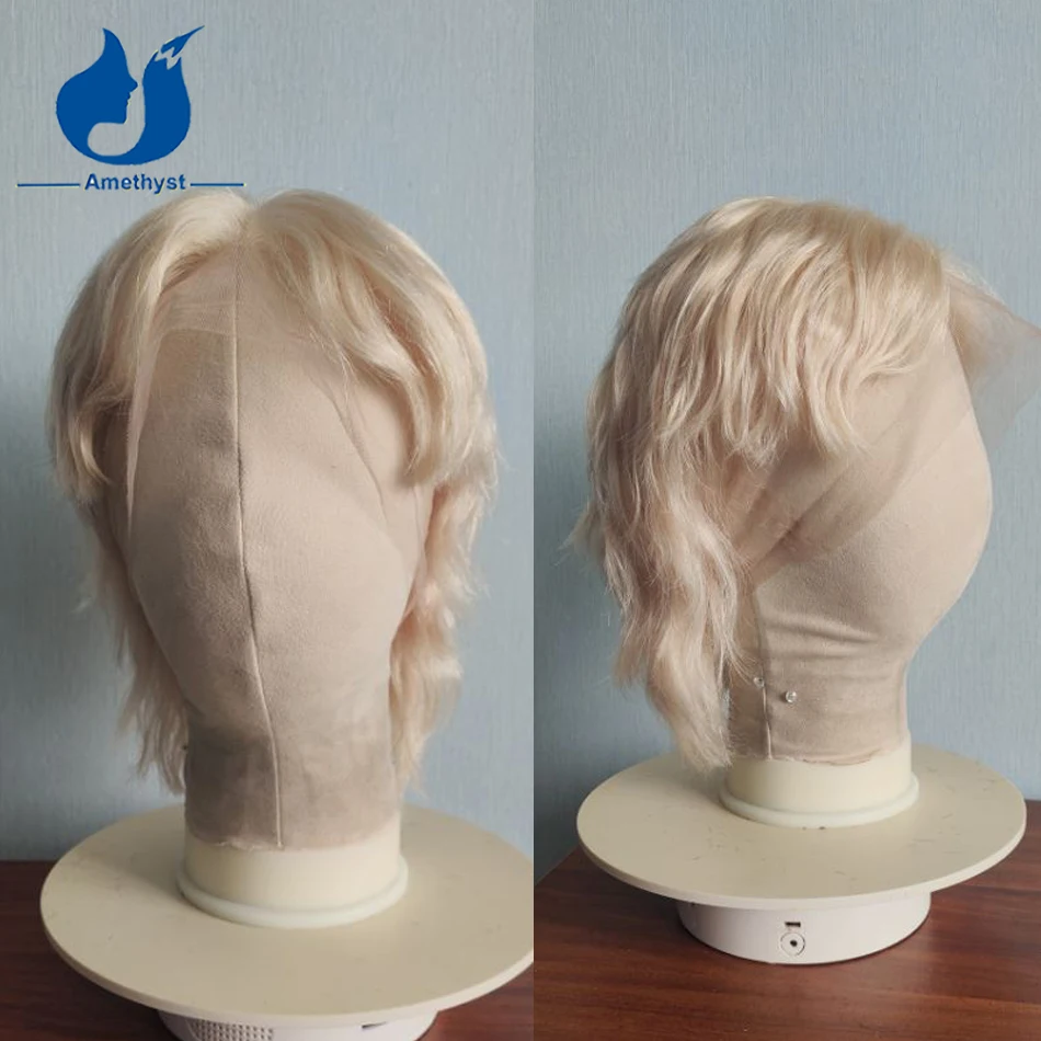 Amethyst Wavy White Blonde Mullet Wig for Men Brazilian Remy Real Human Hair 60# Platinum Full Lace Short Cut Shaved Sides
Amethyst Wavy White Blonde Mullet Wig for Men Brazilian Remy Real Human Hair 60# Platinum Full Lace Short Cut Shaved Sides