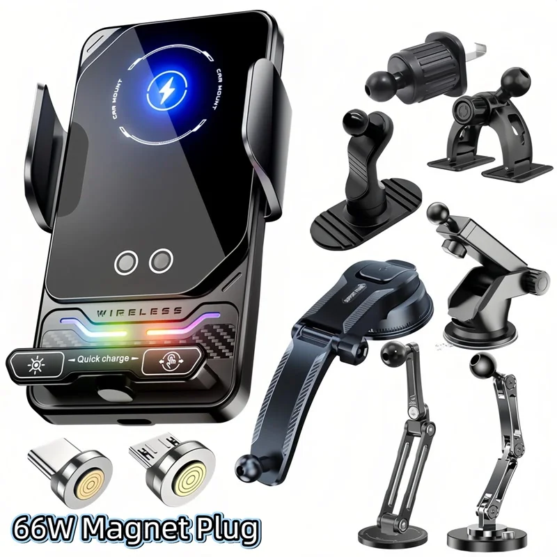 15W Universal Car Wireless Charger Stand Auto Sensing 360 Rotation 66W Magnet Adapter RGB Light Mount for iPhone 17 16 Samsung
15W Universal Car Wireless Charger Stand Auto Sensing 360 Rotation 66W Magnet Adapter RGB Light Mount for iPhone 17 16 Samsung