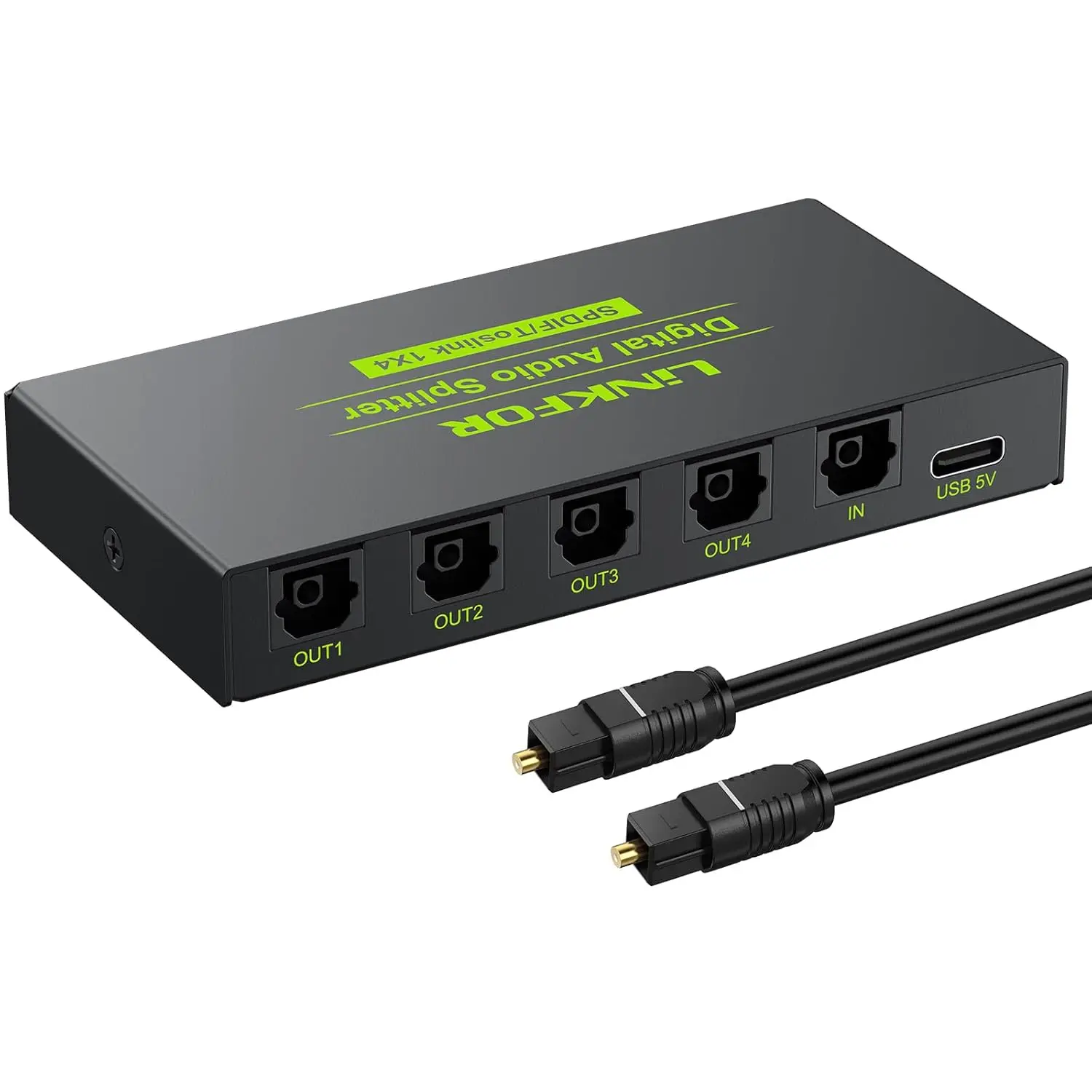 LiNKFOR SPDIF Toslink Optical Audio Splitter 1x4, Aluminum Alloy w/ Cable for PS3 Blu-Ray DVD HDTV (128 chars)
LiNKFOR SPDIF Toslink Optical Audio Splitter 1x4, Aluminum Alloy w/ Cable for PS3 Blu-Ray DVD HDTV (128 chars)