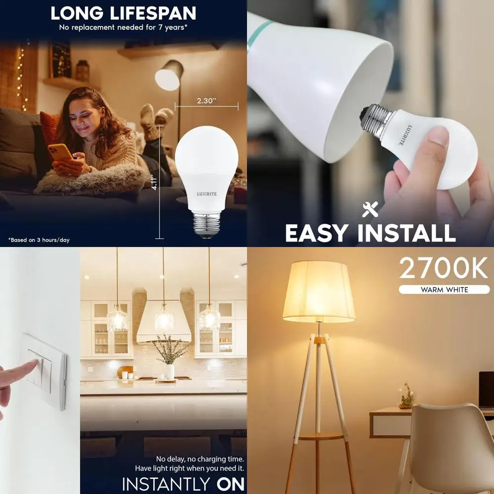 48-Pack 9.5W A19 LED Bulbs, 75W Equivalent, Warm White 2700K, 1100 Lumens, Non-Dimmable, E26 Base, Suitable for Enclosed Fixture
48-Pack 9.5W A19 LED Bulbs, 75W Equivalent, Warm White 2700K, 1100 Lumens, Non-Dimmable, E26 Base, Suitable for Enclosed Fixture