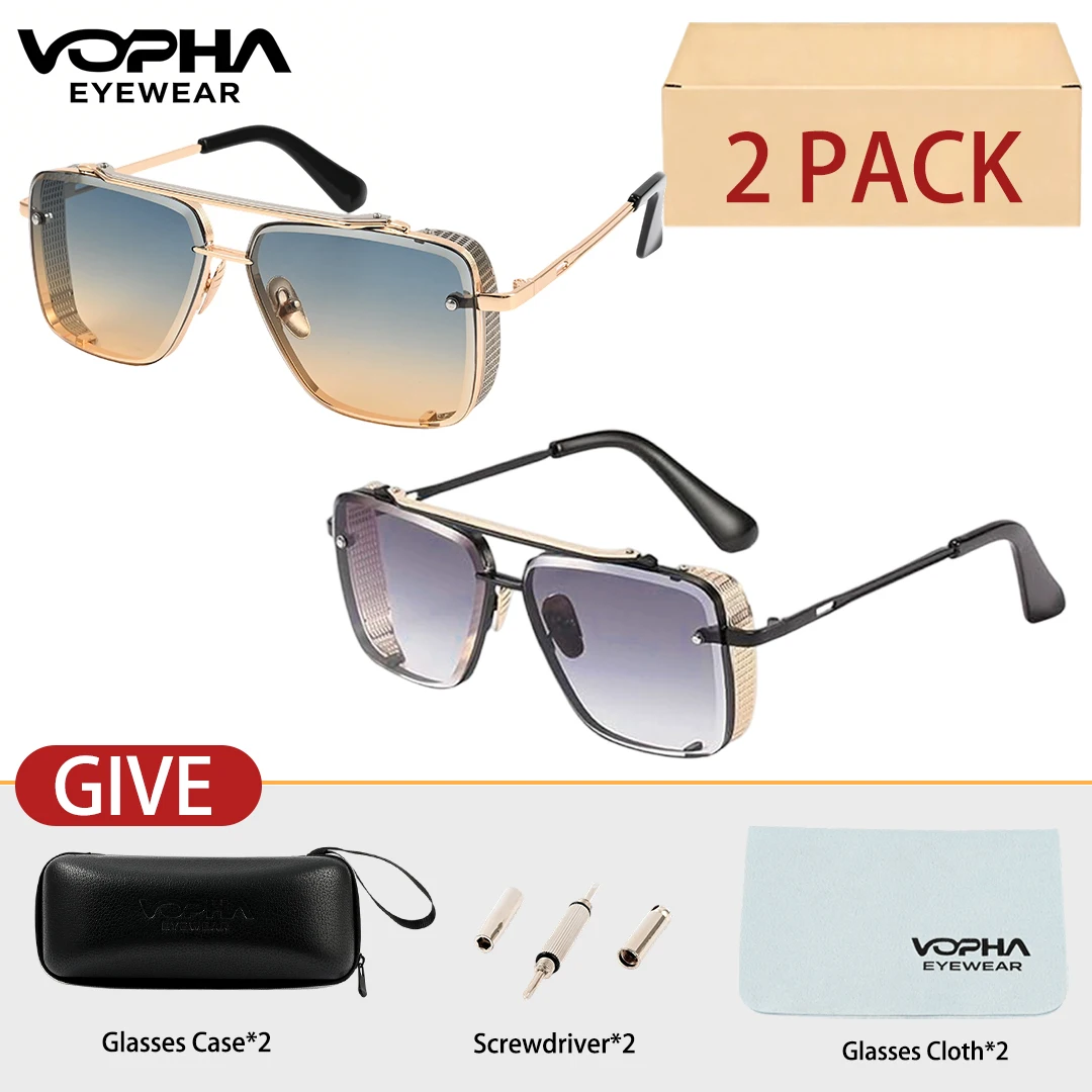 VOPHA Fashion Oversized Square Aviator Gradient Sunglasses For Men Vintage Metal Side Shield Steampunk Sun Glasses 2pcs S25
VOPHA Fashion Oversized Square Aviator Gradient Sunglasses For Men Vintage Metal Side Shield Steampunk Sun Glasses 2pcs S25