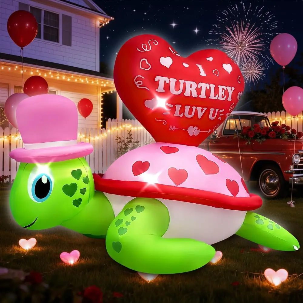 Надувная черепаха с сердцем на День святого Валентина, 1,27 м, романтическое надувное украшение, уличный декор со светодиодной подсветкой для юбилея
Надувная черепаха с сердцем на День святого Валентина, 1,27 м, романтическое надувное украшение, уличный декор со светодиодной подсветкой для юбилея