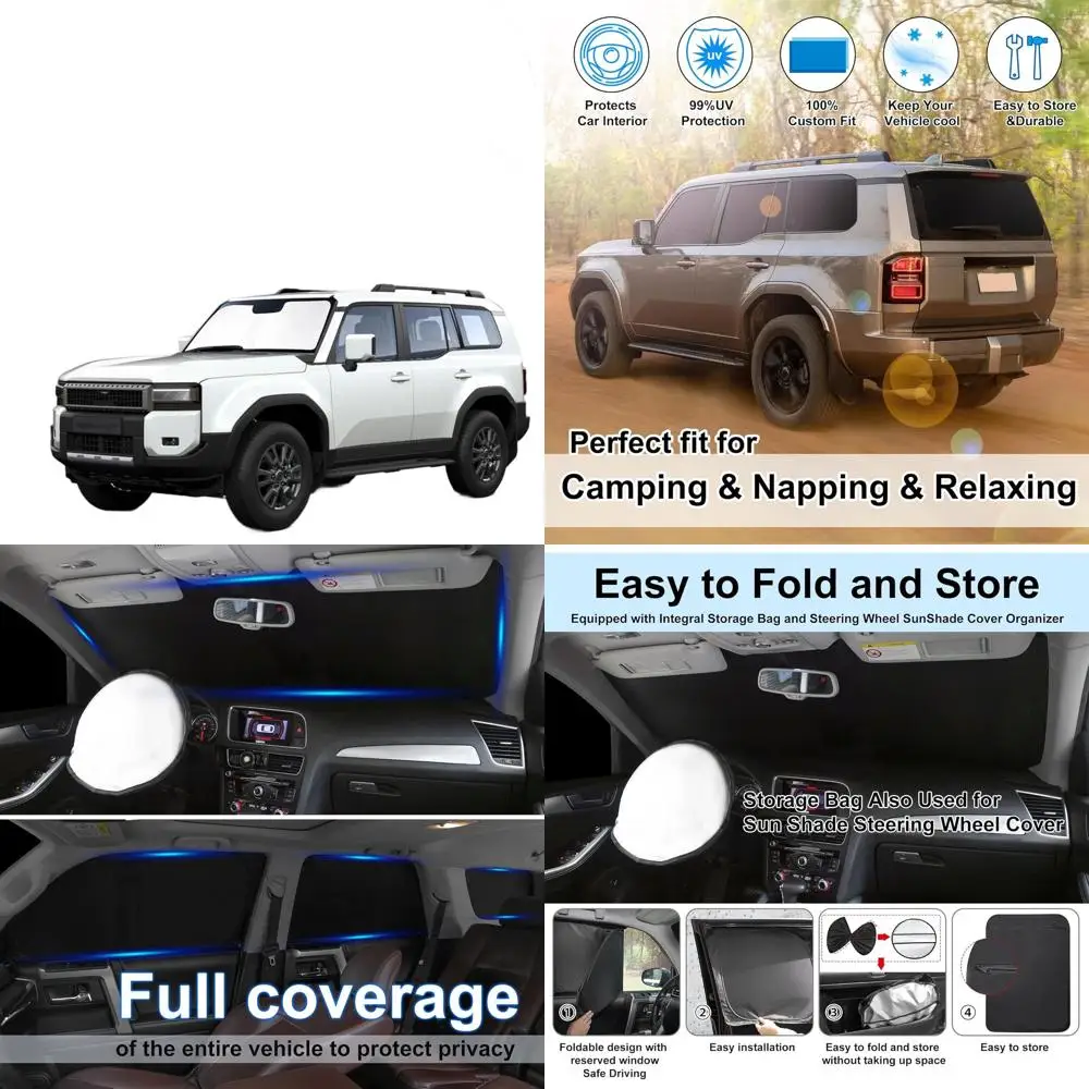 Universal Adjustable Windshield Sun Shade Set for 2024-2026 Prado 250, Side & Rear Window Covers for Privacy and Temperature Con
Universal Adjustable Windshield Sun Shade Set for 2024-2026 Prado 250, Side & Rear Window Covers for Privacy and Temperature Con