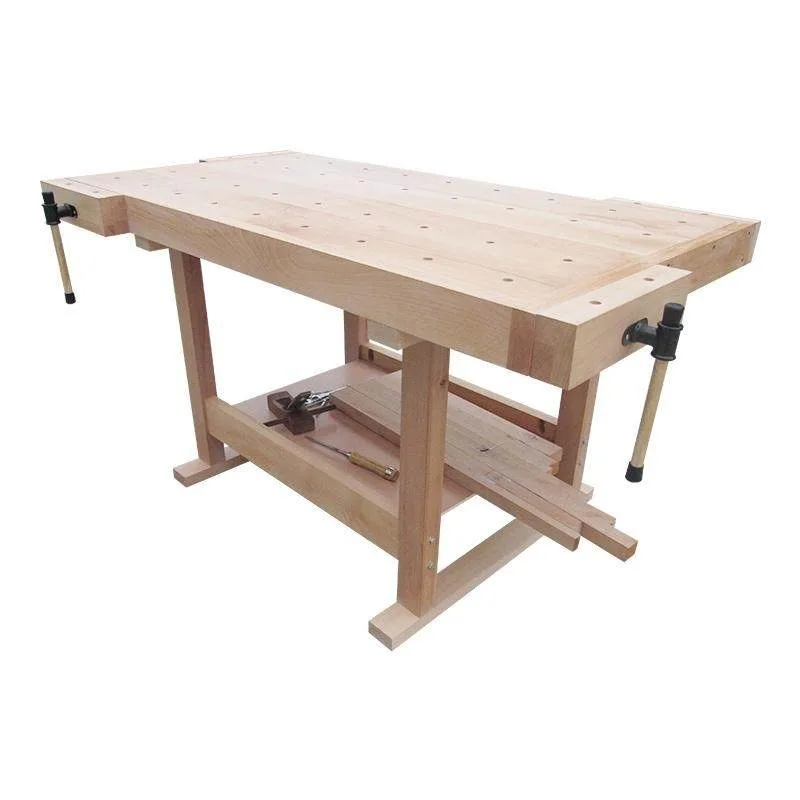 Manufacturer beech heavy-duty woodworking table four-clamp console manual teaching rectangular table solid wood workbench