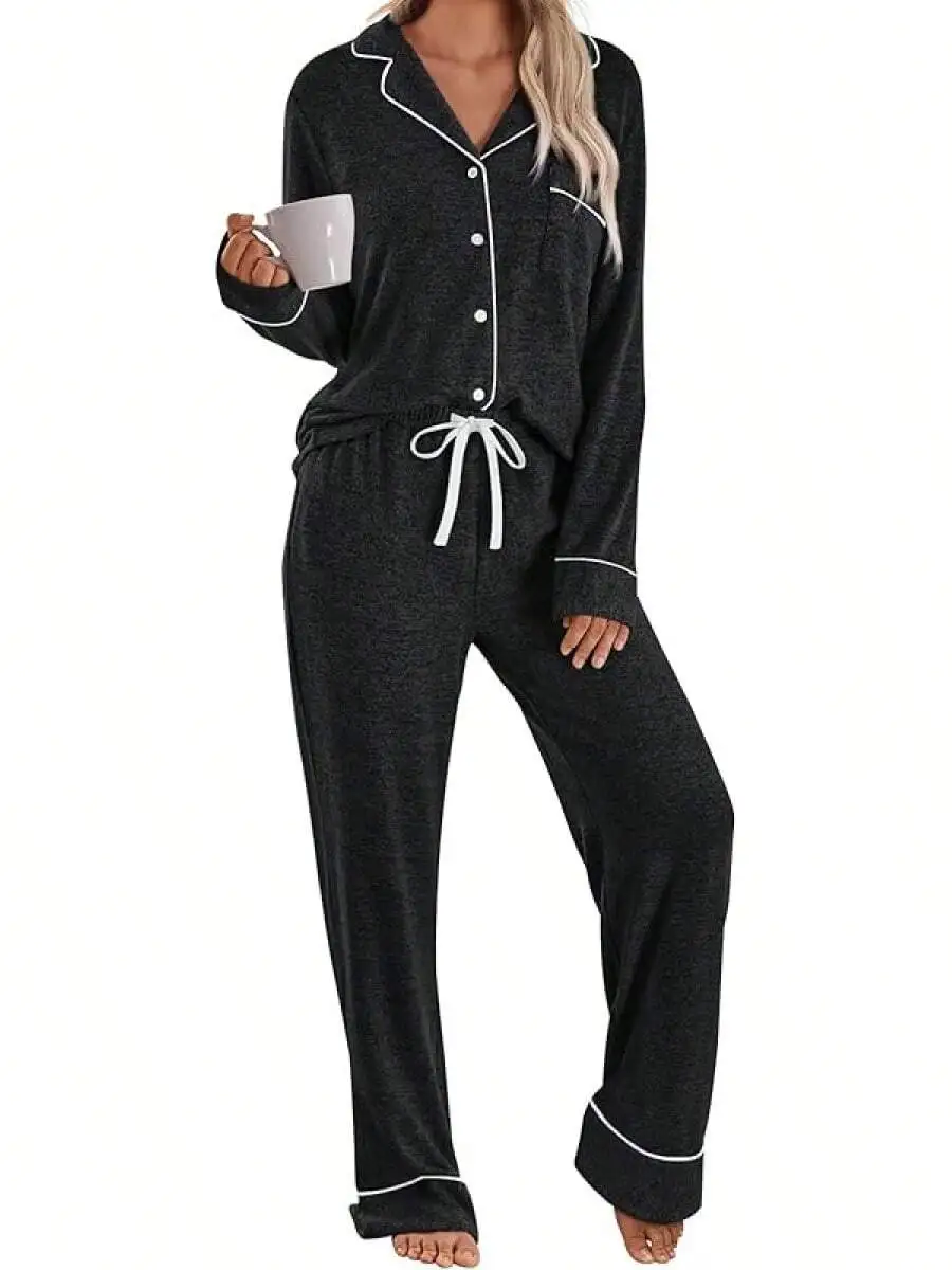 Womens Long Sleeve Pajama Set With Pockets Warm Lounge Sleepwear
Womens Long Sleeve Pajama Set With Pockets Warm Lounge Sleepwear