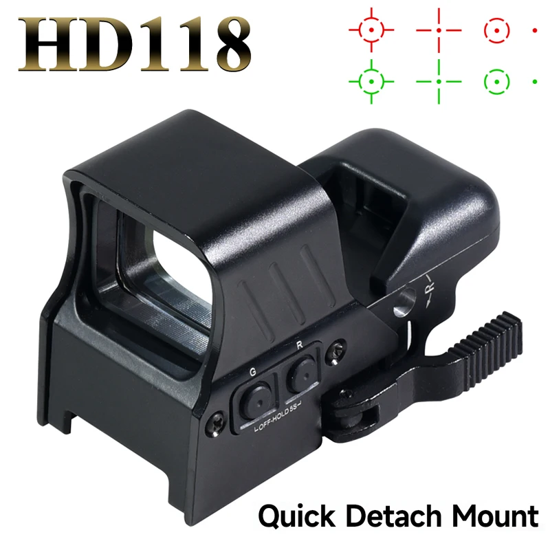 Тактический HD118 голографический 4 разных сеток красный/зеленый точечный оптический прицел быстросъемное крепление подходит для 20 мм страйкбольная винтовка для охоты
Тактический HD118 голографический 4 разных сеток красный/зеленый точечный оптический прицел быстросъемное крепление подходит для 20 мм страйкбольная винтовка для охоты