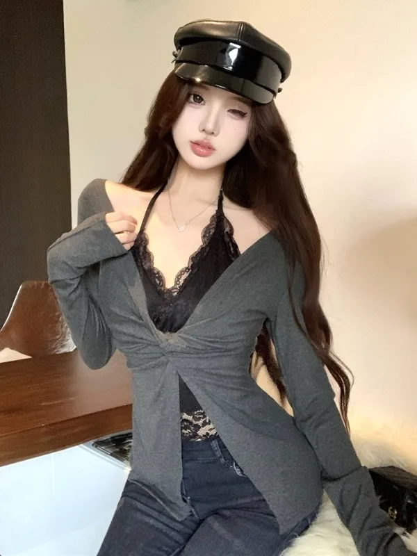 Korean Style Long Sleeve T-Shirt Lace Hollow out Slimming Base Layer Top Trendy City Walk Knitted mid Waist Universal Fit
Korean Style Long Sleeve T-Shirt Lace Hollow out Slimming Base Layer Top Trendy City Walk Knitted mid Waist Universal Fit
