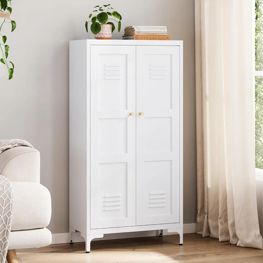 47" White Metal Storage Cabinet - 2-Door Pantry Locker with 3 Adjustable Shelves
47" White Metal Storage Cabinet - 2-Door Pantry Locker with 3 Adjustable Shelves