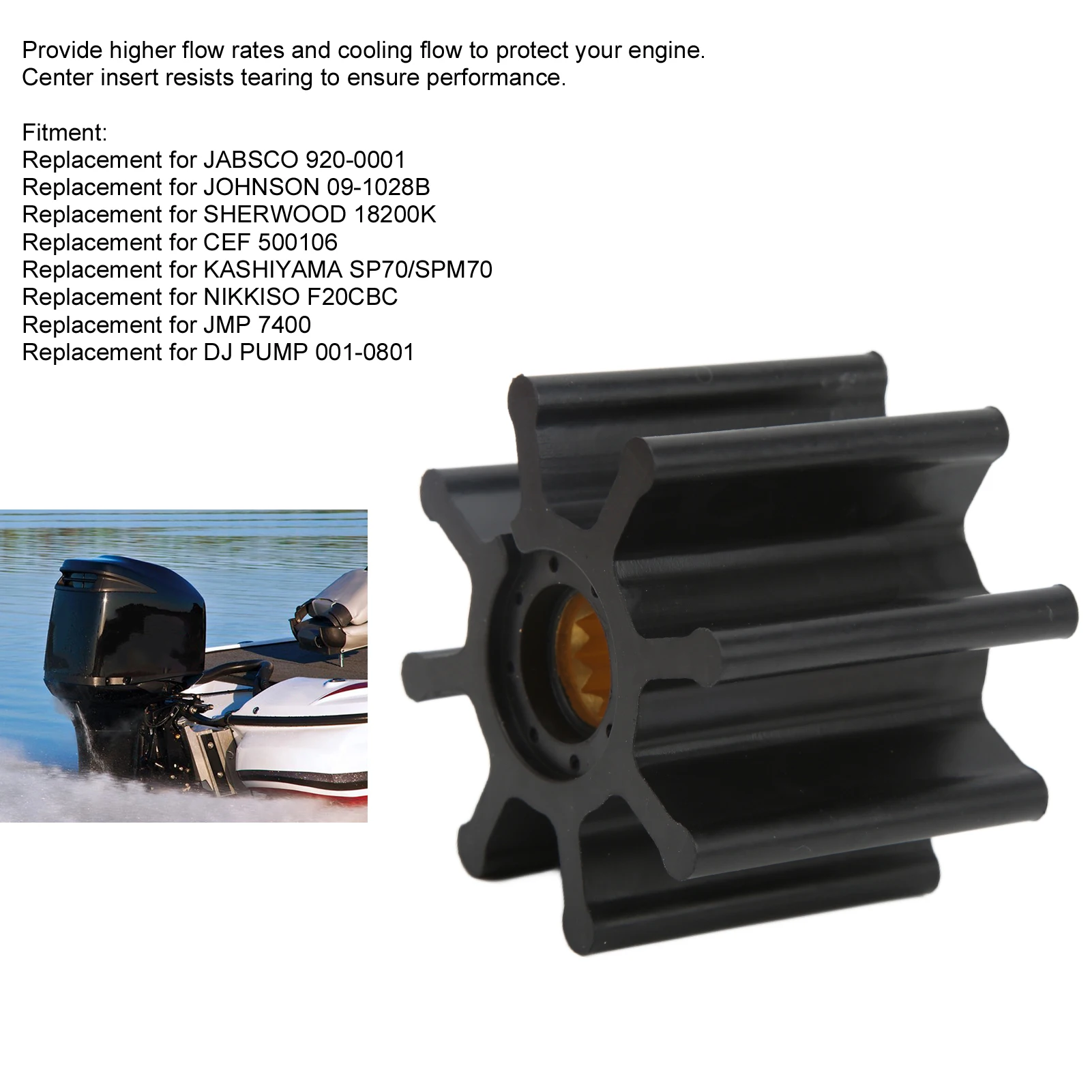Marine Impeller 8 Blade Water Pump Impeller 920-0001 Outboard Engine Accessories Replacement for JABSCO
Marine Impeller 8 Blade Water Pump Impeller 920-0001 Outboard Engine Accessories Replacement for JABSCO