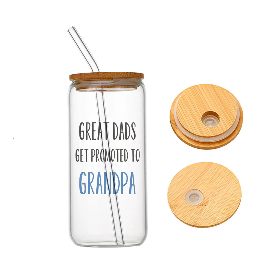 Great Dads Get Promoted To Grandpa Glass For Heat Resistant High Drinking Cup With Straws Lids 16 oz
Great Dads Get Promoted To Grandpa Glass For Heat Resistant High Drinking Cup With Straws Lids 16 oz