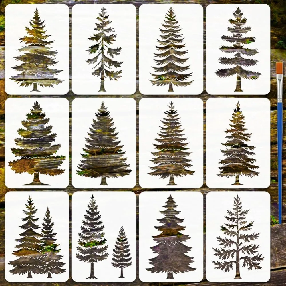 12PCS Pine Tree Stencils with Brush 8.3x11.7inch Pine Trees Nature Stencil Plant Theme Template Thickened PET Plastic Stencil
12PCS Pine Tree Stencils with Brush 8.3x11.7inch Pine Trees Nature Stencil Plant Theme Template Thickened PET Plastic Stencil