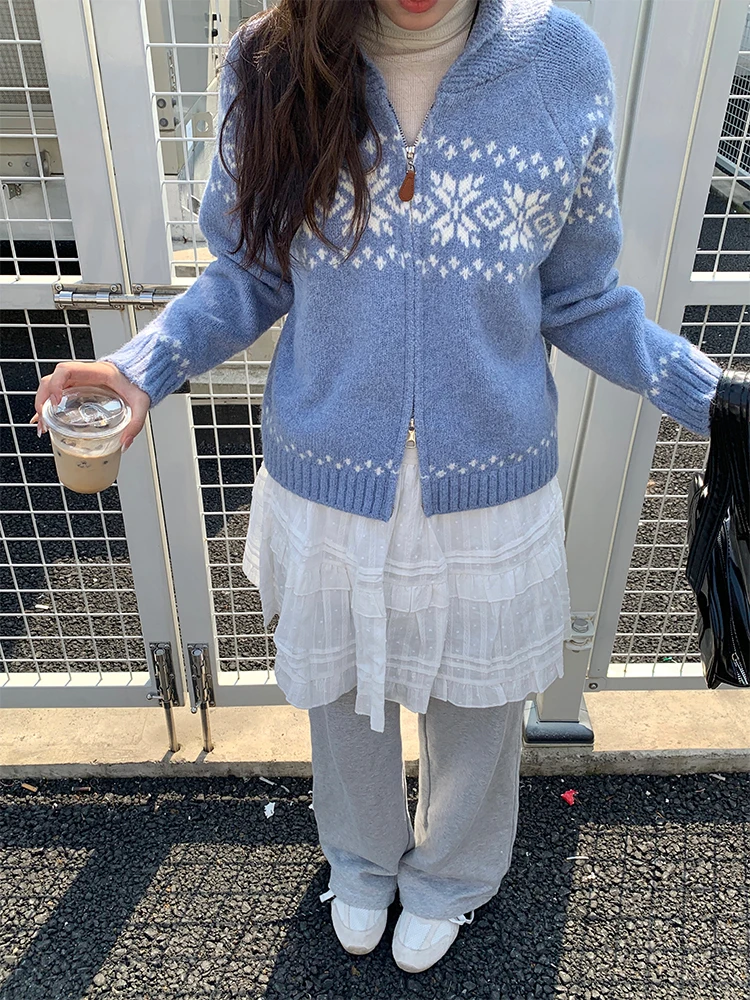 Korean Sle Long Sve Zipper Ne Sweater Cardigan Coat for Girls Winter Faion Floral Pattern Straight Cut Polyester Fiber
Korean Sle Long Sve Zipper Ne Sweater Cardigan Coat for Girls Winter Faion Floral Pattern Straight Cut Polyester Fiber