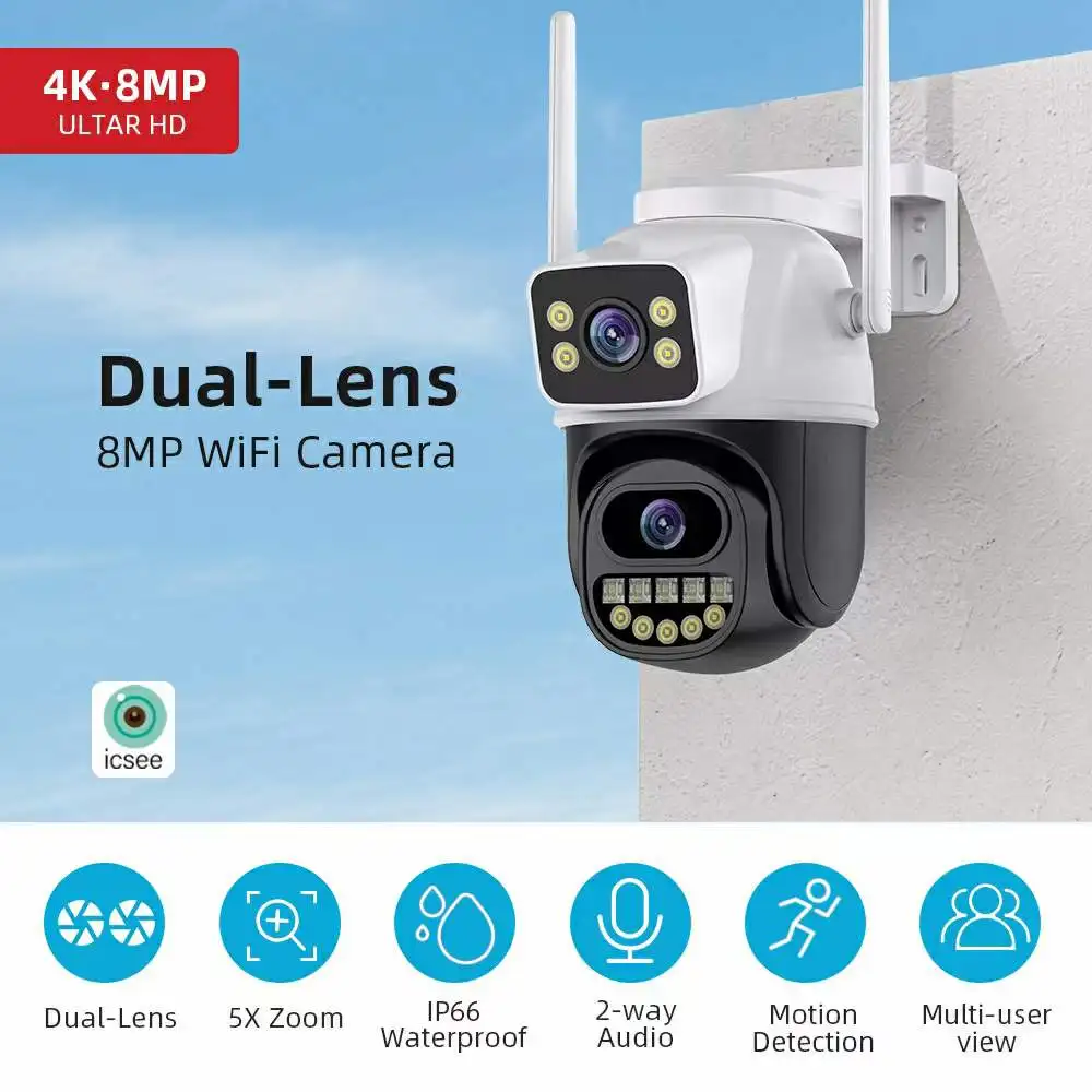 6MP UHD iCsee APP 5X Zoom Dual Lens Full Color Wireless PTZ IP Dome Camera AI Humanoid Detection Home Security CCTV Baby Monitor
6MP UHD iCsee APP 5X Zoom Dual Lens Full Color Wireless PTZ IP Dome Camera AI Humanoid Detection Home Security CCTV Baby Monitor