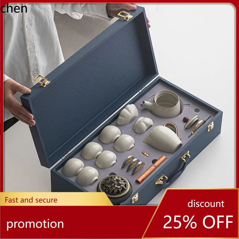 H1 ru kiln kung fu tea set - home ceramic gaiwan teapot teacup gift box set - practical gift souvenir
H1 ru kiln kung fu tea set - home ceramic gaiwan teapot teacup gift box set - practical gift souvenir