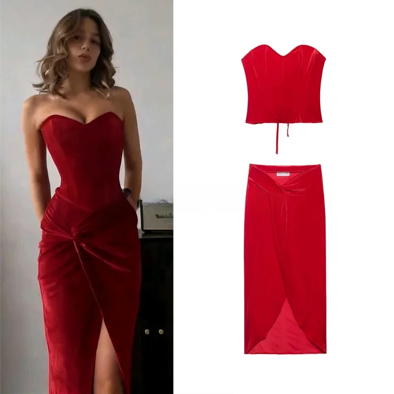Spring New Arrival Women's Holiday Style Heart Collar Short Crop Top And Midi Skirt Set Knot High Waist Two-Piece Suit
Spring New Arrival Women's Holiday Style Heart Collar Short Crop Top And Midi Skirt Set Knot High Waist Two-Piece Suit