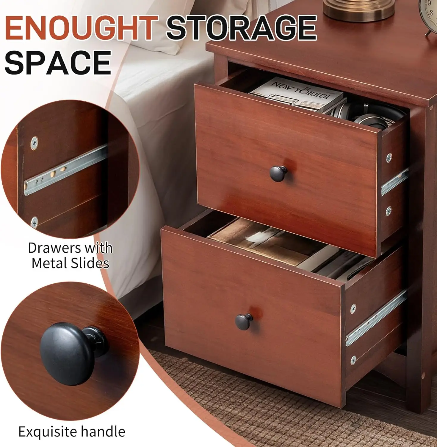 Farmhouse Nightstand, End Table with 2 Drawers & Handles, Solid Wood Small Side Table for Bedroom, Closet, Brown, 17.72x15.75x23
Farmhouse Nightstand, End Table with 2 Drawers & Handles, Solid Wood Small Side Table for Bedroom, Closet, Brown, 17.72x15.75x23