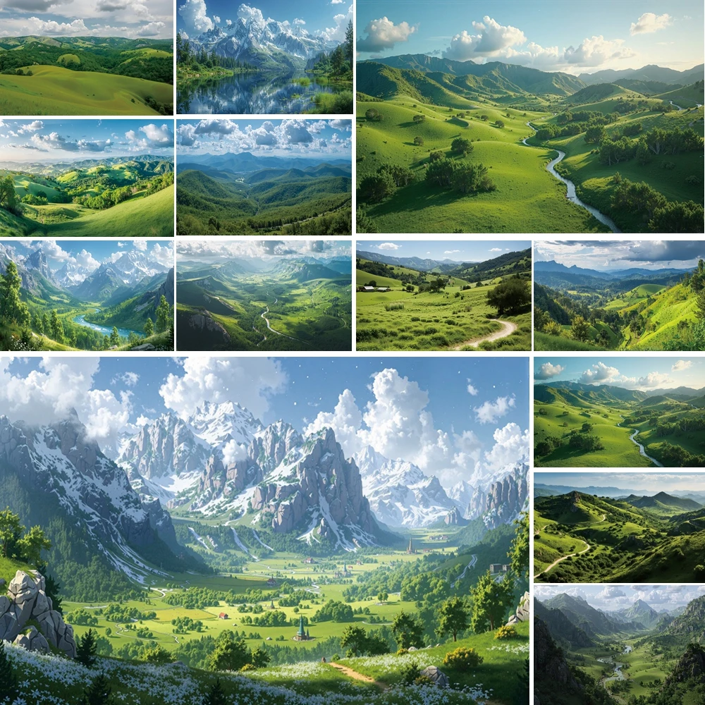 MOON.QG Green Mountain Spring View Background Green Grassland River Blue Sky Backdrop Photozone Decor Photography Accessories
MOON.QG Green Mountain Spring View Background Green Grassland River Blue Sky Backdrop Photozone Decor Photography Accessories