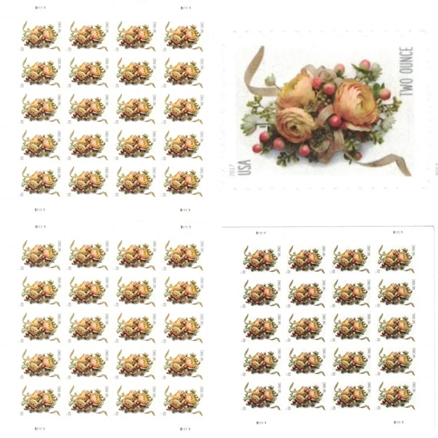 2017 Celebration Corsage Two Ounce Forever Full Sheet of 20 Postage Stamps Scott 5200
2017 Celebration Corsage Two Ounce Forever Full Sheet of 20 Postage Stamps Scott 5200