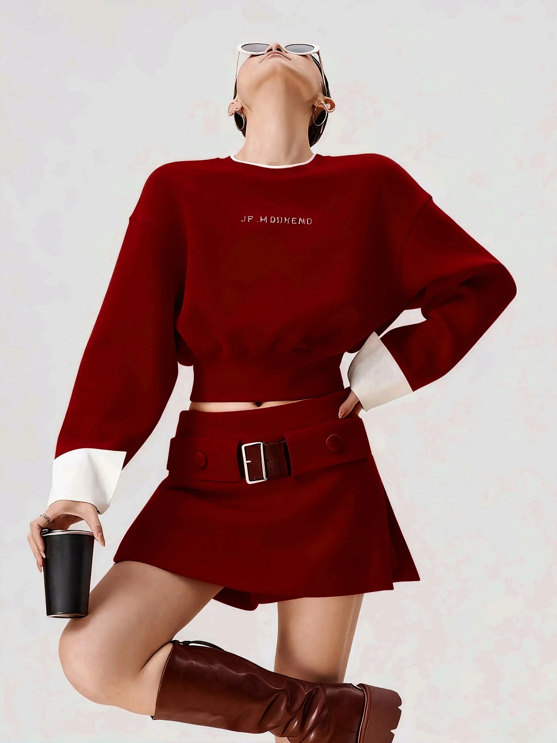 plus Size Women's Vintage Wine Red Sweatshirt Skirt Set Spring Fashion Casual High Waist round Neck Long Sleeve Two Piece Set
plus Size Women's Vintage Wine Red Sweatshirt Skirt Set Spring Fashion Casual High Waist round Neck Long Sleeve Two Piece Set