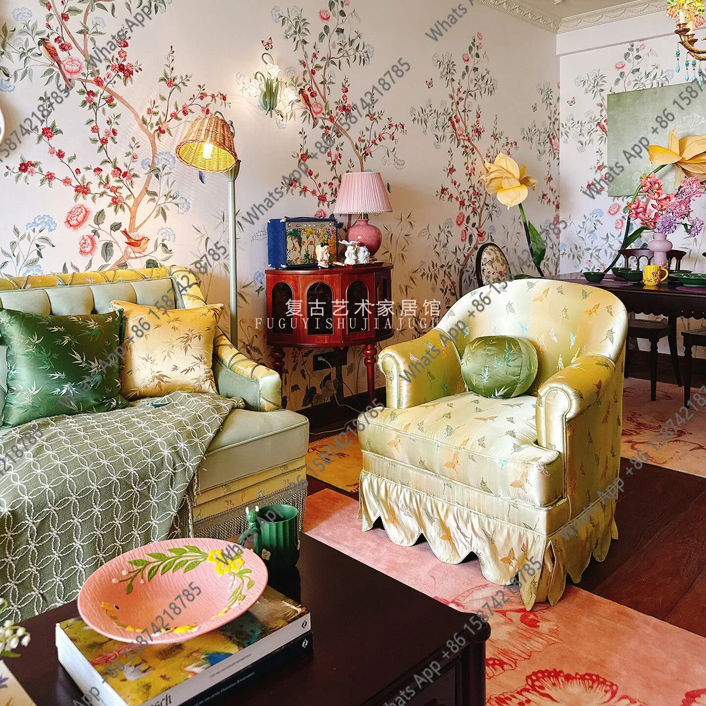 French retro wind green single sofa butterfly fabric leisure chair niche living room
French retro wind green single sofa butterfly fabric leisure chair niche living room