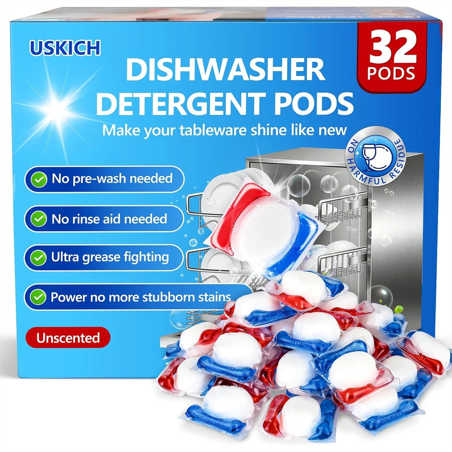 Dishwasher Pods 32 Count, No Pre-Rinse Detergent Soap on Stains and Grease, Deep Cleaning with Spotless Shine
Dishwasher Pods 32 Count, No Pre-Rinse Detergent Soap on Stains and Grease, Deep Cleaning with Spotless Shine