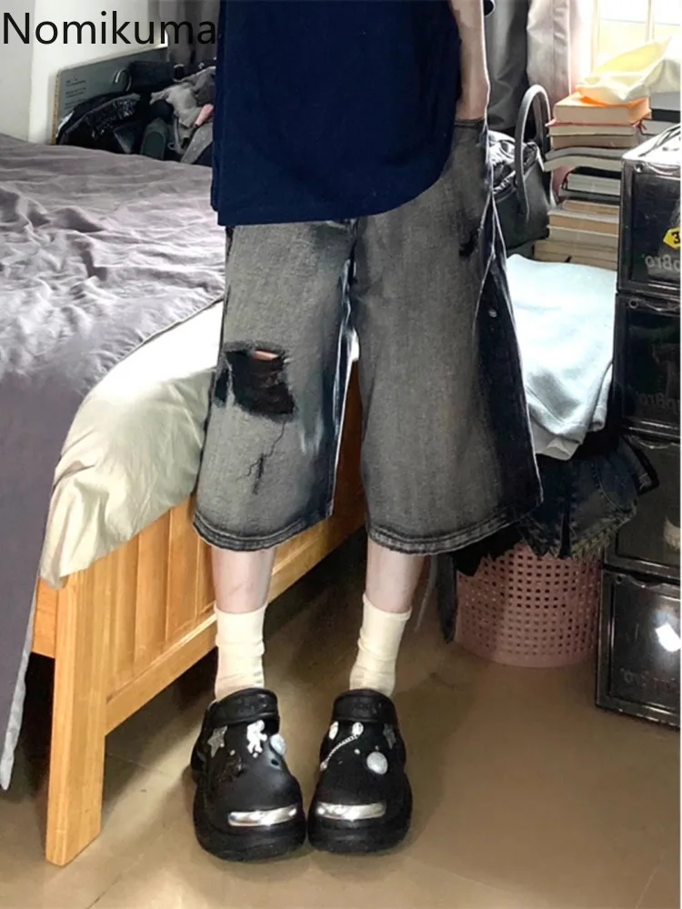 Hole Streetwear Jeans Harajuku Hip-hop Y2k Wide Leg Pants High Waist Straight Summer Short Capri Pants Casual Denim Trousers
Hole Streetwear Jeans Harajuku Hip-hop Y2k Wide Leg Pants High Waist Straight Summer Short Capri Pants Casual Denim Trousers