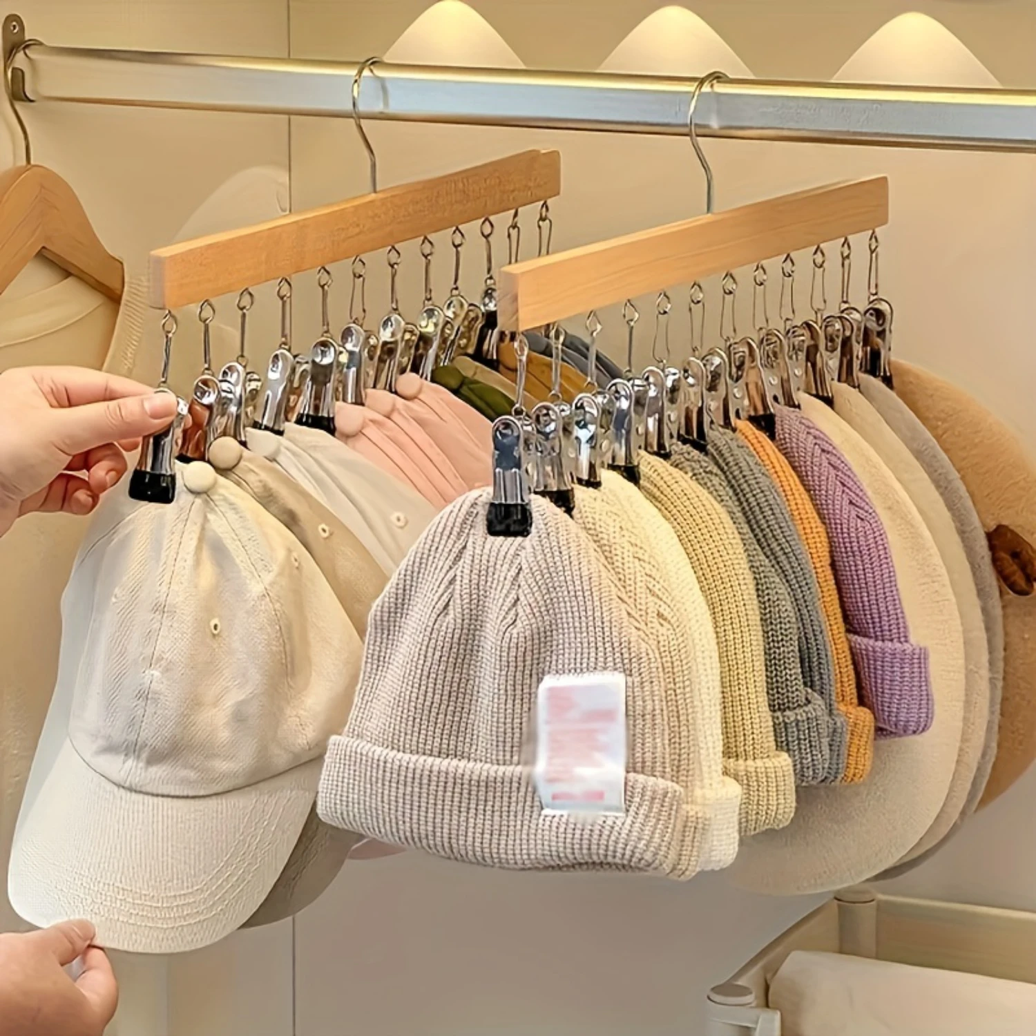 1pc 12-Clip Wooden Hat Hanger - Multipurpose & Drying Rack - Effortlessly Organize Underwear, Ties, Scarves & More - Perfect fo
1pc 12-Clip Wooden Hat Hanger - Multipurpose & Drying Rack - Effortlessly Organize Underwear, Ties, Scarves & More - Perfect fo