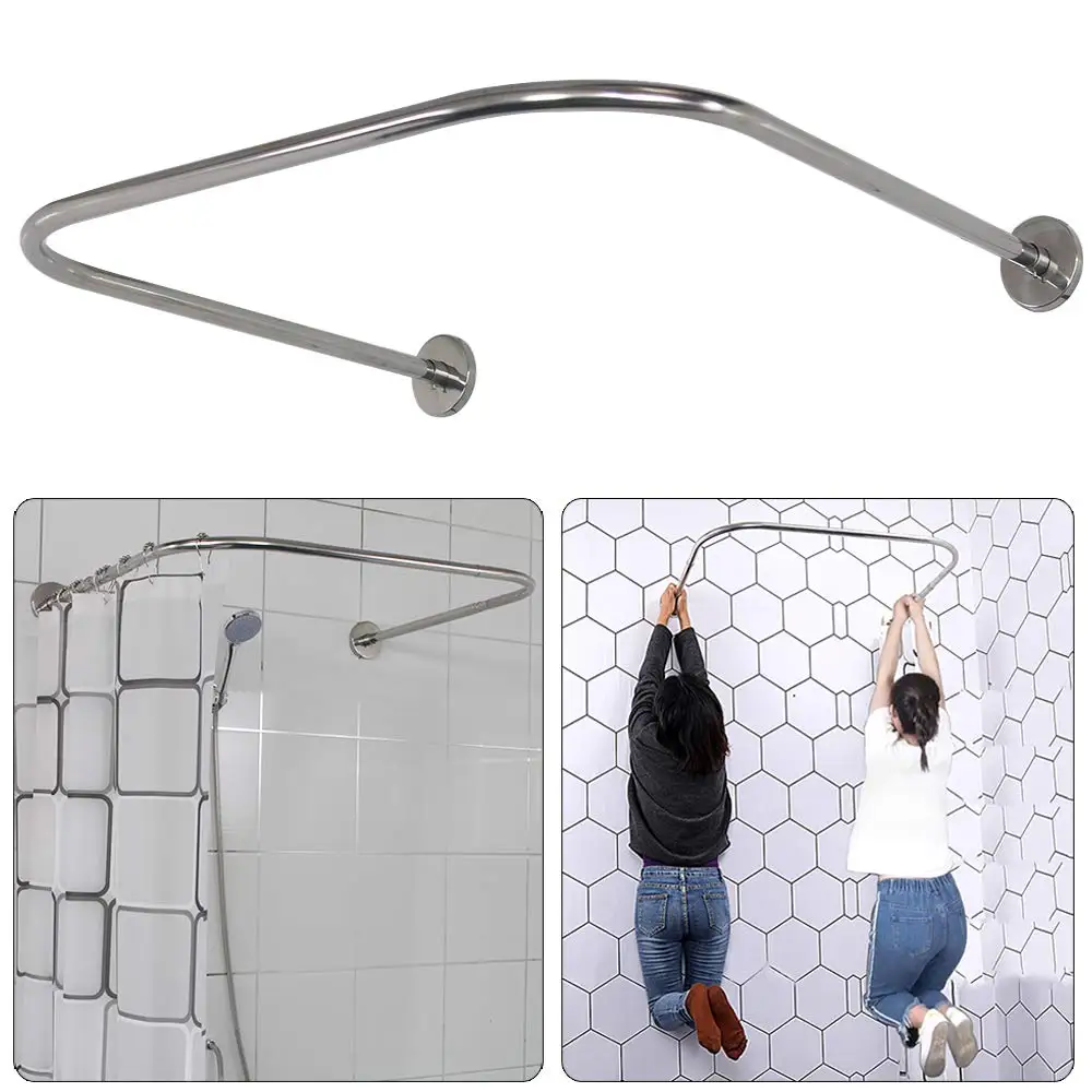 U Shaped Adjustable Shower Curtain Rod 304 Stainless Steel Bathroom Bathtub Rack With 12 Rings
U Shaped Adjustable Shower Curtain Rod 304 Stainless Steel Bathroom Bathtub Rack With 12 Rings