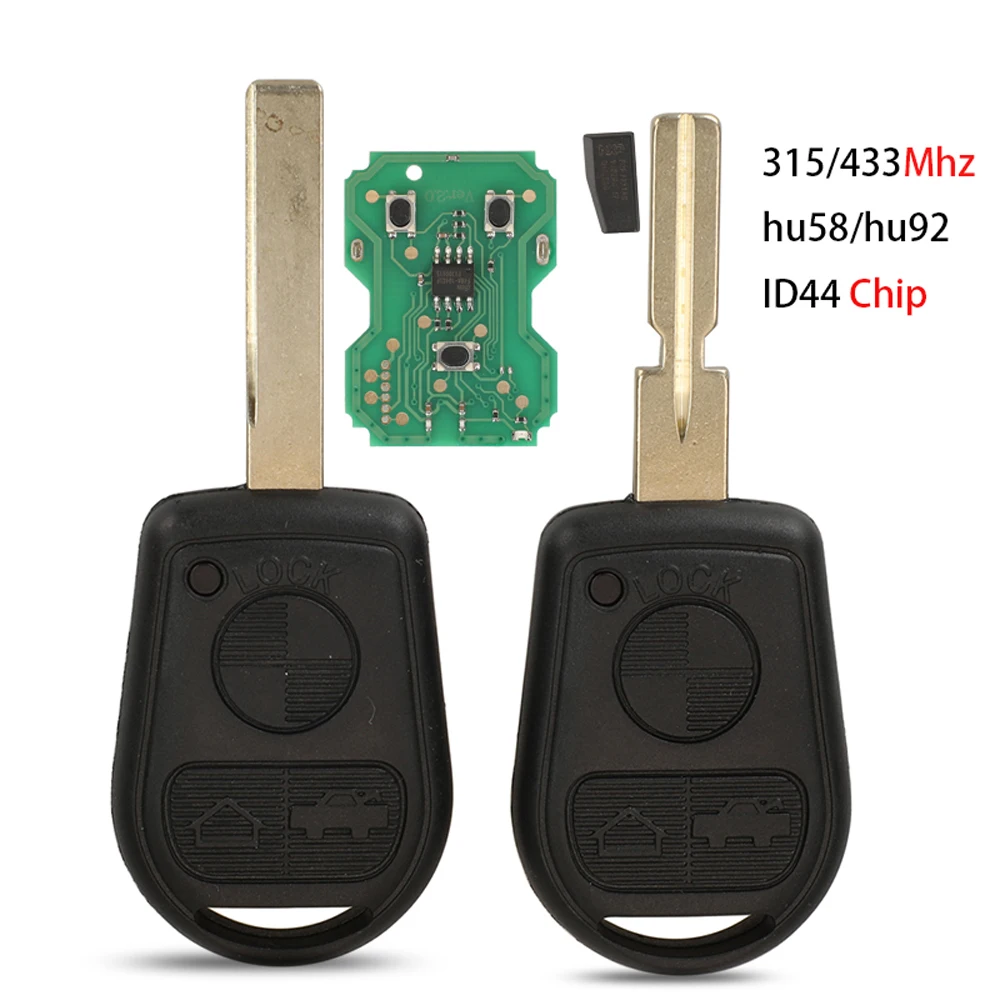 jingyuqin 3 Buttons Car Remote Key Fob 315/433Mhz ID44 PCF7935 Chip For BMW Z3 E31 E32 E34 E36 E38 E39 E46 Z3i HU58/HU92 Key
jingyuqin 3 Buttons Car Remote Key Fob 315/433Mhz ID44 PCF7935 Chip For BMW Z3 E31 E32 E34 E36 E38 E39 E46 Z3i HU58/HU92 Key