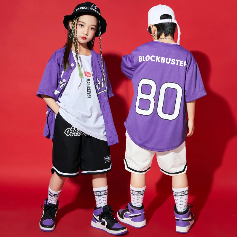 New Girls Jazz Dance Clothes Modern Street Dance Stage Performance Costumes Purple Shirt Black Shorts Boys Hip Hop Suit DQL7169
New Girls Jazz Dance Clothes Modern Street Dance Stage Performance Costumes Purple Shirt Black Shorts Boys Hip Hop Suit DQL7169