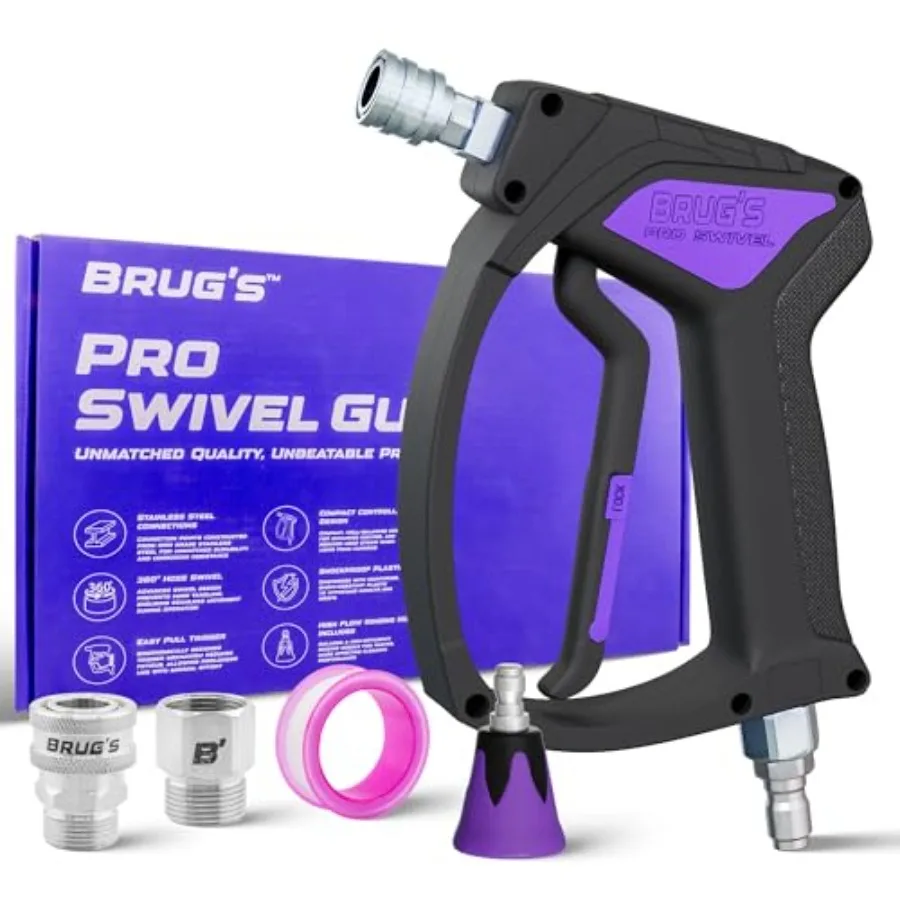 Pro Swivel Gun V2.0 for pressure washing Stainless steel Black Short design with rinsing nozzle, self-locking quick connect, li
Pro Swivel Gun V2.0 for pressure washing Stainless steel Black Short design with rinsing nozzle, self-locking quick connect, li