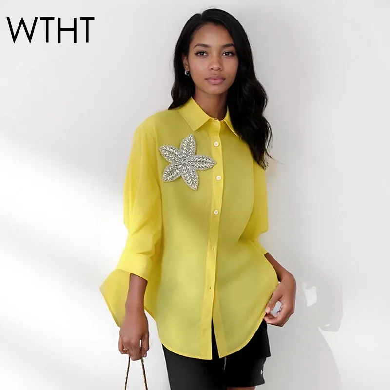 WTHT Trendy Women's Heavy Industry Diamonds 3D Decoration Casual Shirt 2025 Autumn Fashion Long Sleeves Blouse Female 1LS2586
WTHT Trendy Women's Heavy Industry Diamonds 3D Decoration Casual Shirt 2025 Autumn Fashion Long Sleeves Blouse Female 1LS2586