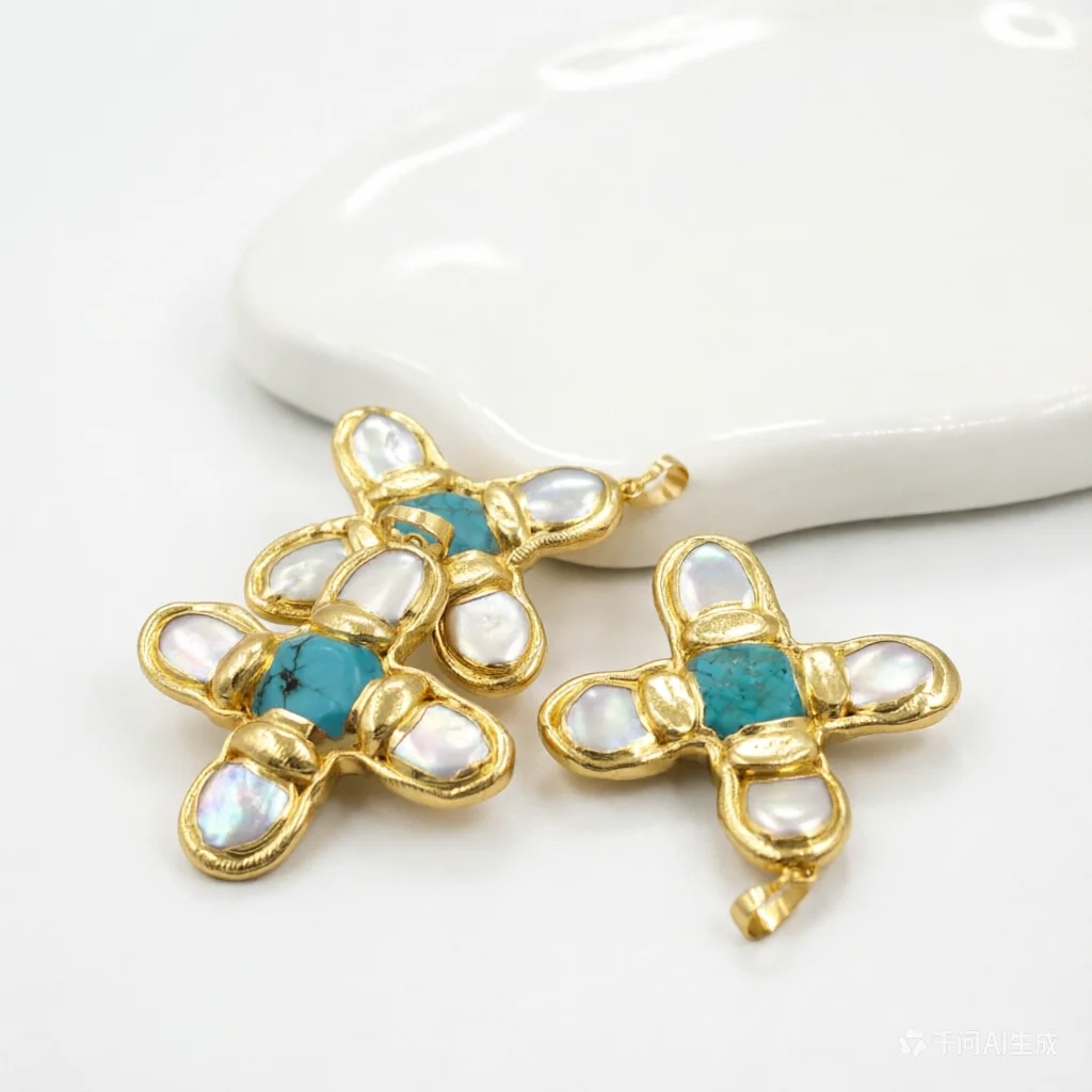 WT-JP401 Exquisite Accessory Pendant With Natural Freshwater Pearl And Turquoise Stone Cross Shape For Jewelry Handmade Gift
WT-JP401 Exquisite Accessory Pendant With Natural Freshwater Pearl And Turquoise Stone Cross Shape For Jewelry Handmade Gift