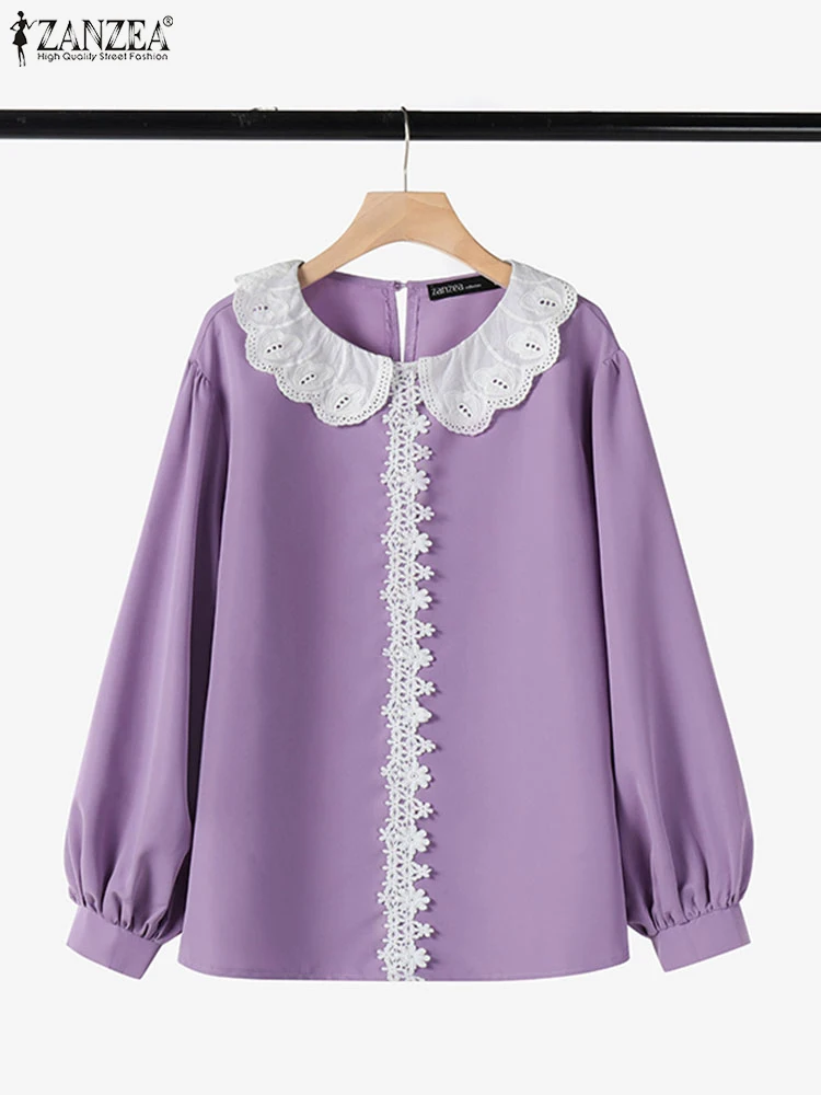 ZANZEA, женские блузки с кружевной вставкой, Blusas Mujer, свободные рукава-фонарики, элегантные весенние халаты 2021, топы с воротником Питера Пэна, повседневные блузки
ZANZEA, женские блузки с кружевной вставкой, Blusas Mujer, свободные рукава-фонарики, элегантные весенние халаты 2021, топы с воротником Питера Пэна, повседневные блузки