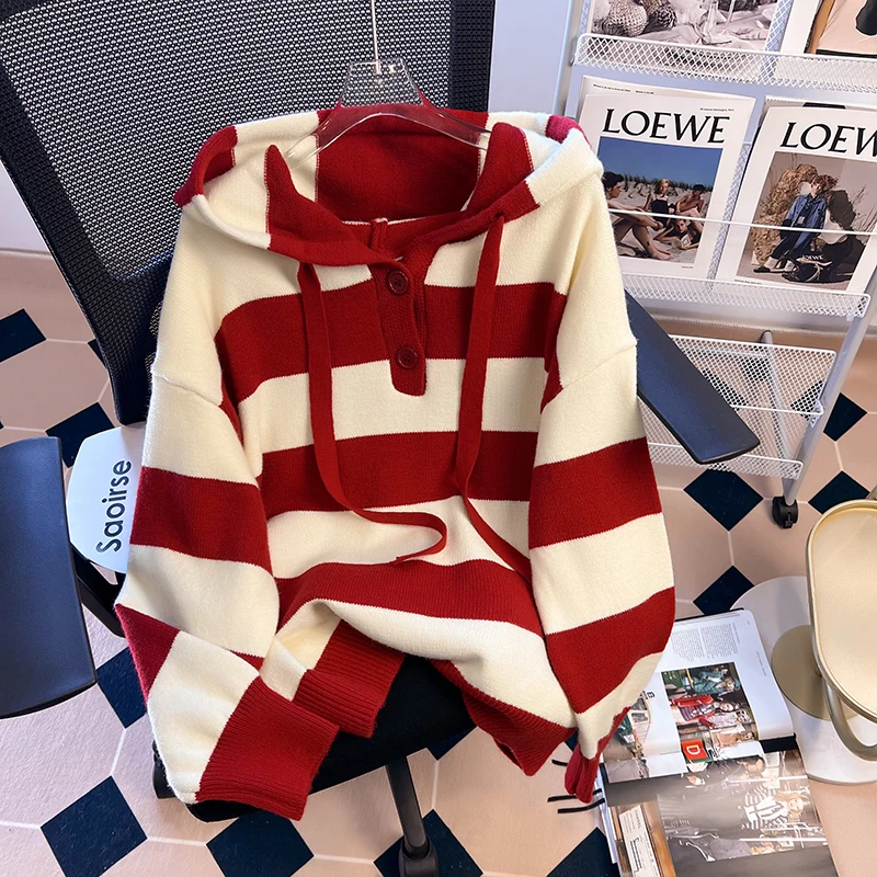 Spring Autumn Hoodies Sweater Women Clothing Korean Style Fashion Oversize Casual Striped Knit Sweater Y2k Pulovers Tops Woman
Spring Autumn Hoodies Sweater Women Clothing Korean Style Fashion Oversize Casual Striped Knit Sweater Y2k Pulovers Tops Woman