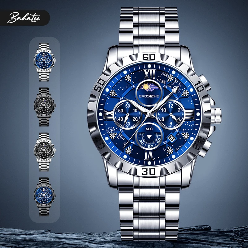 Multifunction Men’s Quartz Watch Luminous Dial Stopwatch 12H Subdial Sun Moon Display Calendar Steel Case Band Design
Multifunction Men’s Quartz Watch Luminous Dial Stopwatch 12H Subdial Sun Moon Display Calendar Steel Case Band Design