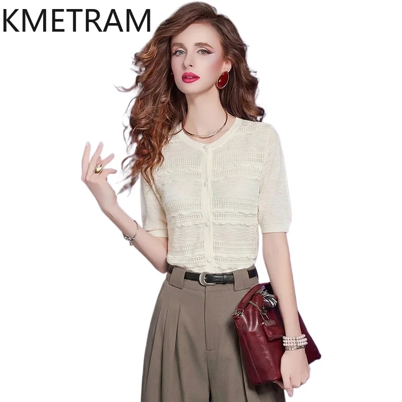 KMETRAM Fashion White Women T Shirts Knit Short SleeveT Shirt Elegant Summer Ladies Tops 2026 High Quality Woman Clothes ropa
KMETRAM Fashion White Women T Shirts Knit Short SleeveT Shirt Elegant Summer Ladies Tops 2026 High Quality Woman Clothes ropa