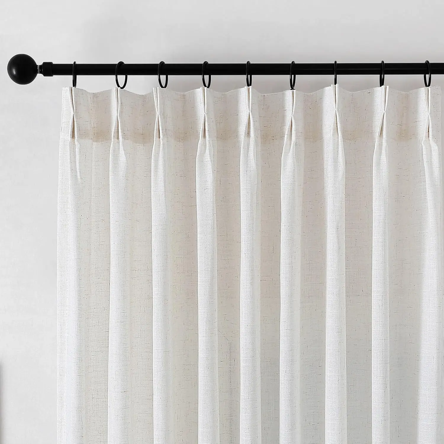 Ivory Beige Light Filtering Pinch Pleated Sliding Door Curtains 96 in Long, Textured Linen Sheer Drapes for Living Room
Ivory Beige Light Filtering Pinch Pleated Sliding Door Curtains 96 in Long, Textured Linen Sheer Drapes for Living Room