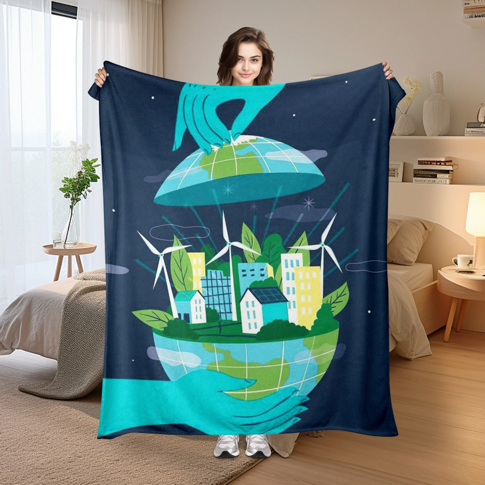 House Hand Earth Leaf Windmill Design Cozy Blanket For Eco Friendly Home Styling And Warmth During Relaxing Evenings
House Hand Earth Leaf Windmill Design Cozy Blanket For Eco Friendly Home Styling And Warmth During Relaxing Evenings