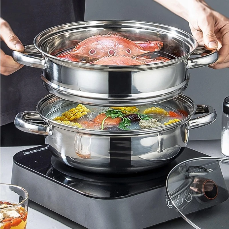 Steaming Pot for Vegetable Stews Pastas Stainless Steel 3 Layer Steamer Cookware with Handle Kitchen Accessories
Steaming Pot for Vegetable Stews Pastas Stainless Steel 3 Layer Steamer Cookware with Handle Kitchen Accessories