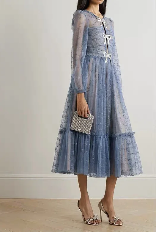 Women Fashion Diamonds Bowknot Embroidery Mesh Long Sleeve 2023 New Midi Dress
Women Fashion Diamonds Bowknot Embroidery Mesh Long Sleeve 2023 New Midi Dress