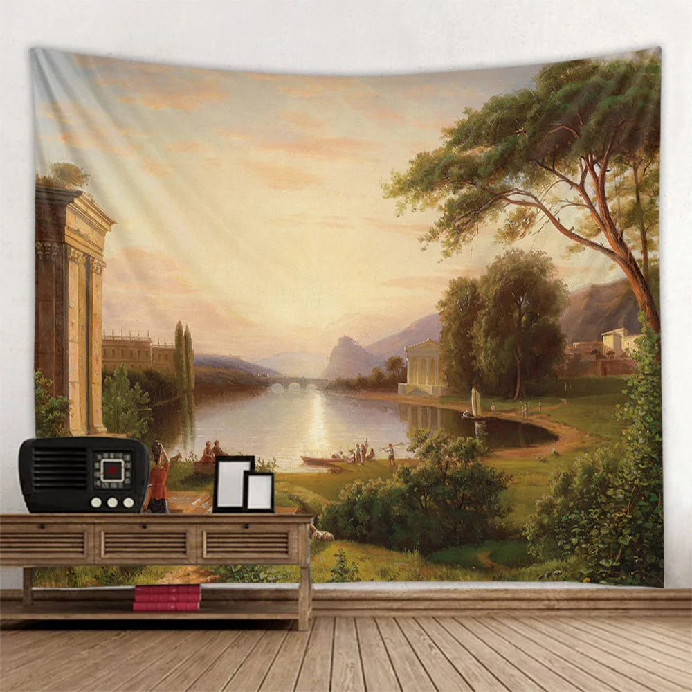 Vintage oil painting, printed tapestry, European landscape background poster, multiple sizes and styles home wall art decoration
Vintage oil painting, printed tapestry, European landscape background poster, multiple sizes and styles home wall art decoration