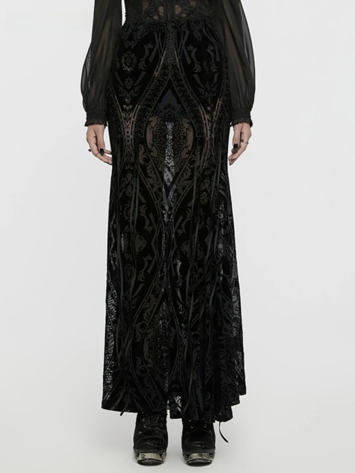 Gothic Style High Waist Half Body Skirt Women's Fashionable Transparent Print Dress Long Skirt Sexy Wrap around Design
Gothic Style High Waist Half Body Skirt Women's Fashionable Transparent Print Dress Long Skirt Sexy Wrap around Design