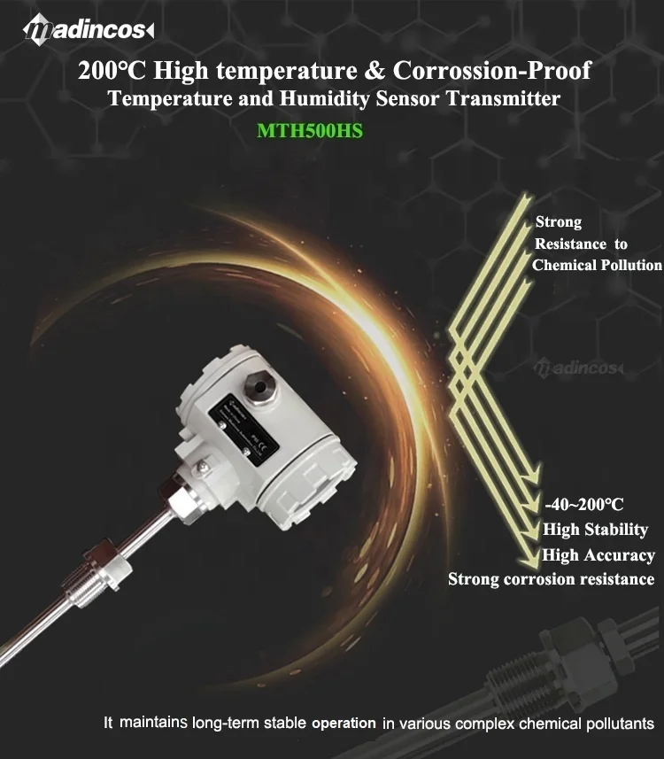 MTH500HS:0.3% 200Degc High Temperature Corrosion-proof Digital 4-20ma Temperature And Humidity Sensor For Textiles,Chemical GAS
MTH500HS:0.3% 200Degc High Temperature Corrosion-proof Digital 4-20ma Temperature And Humidity Sensor For Textiles,Chemical GAS