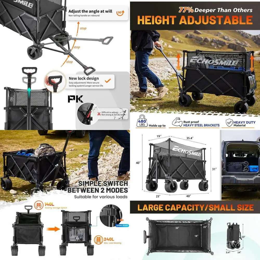 Heavy-Duty Collapsible Wagon with Mesh - 480lbs Capacity for Outdoor, Beach, Grocery Shopping
Heavy-Duty Collapsible Wagon with Mesh - 480lbs Capacity for Outdoor, Beach, Grocery Shopping