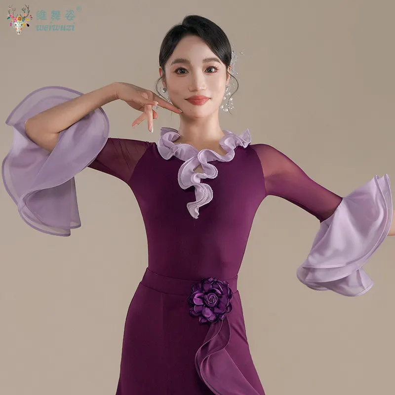 Modern Dance Practice Clothes Comfortable Waltz Ballroom Dance jumpsuit Women's Tango Chacha National Standard Social Dance top
Modern Dance Practice Clothes Comfortable Waltz Ballroom Dance jumpsuit Women's Tango Chacha National Standard Social Dance top