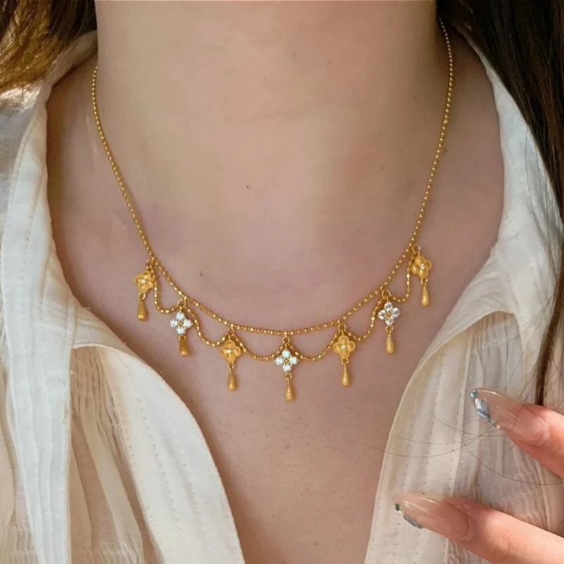 S925 Sterling Silver Retro Waterdrop Tassel Clover Zircon Necklaces for Women Fine Jewelry Light Luxury Minimalist Accessories
S925 Sterling Silver Retro Waterdrop Tassel Clover Zircon Necklaces for Women Fine Jewelry Light Luxury Minimalist Accessories