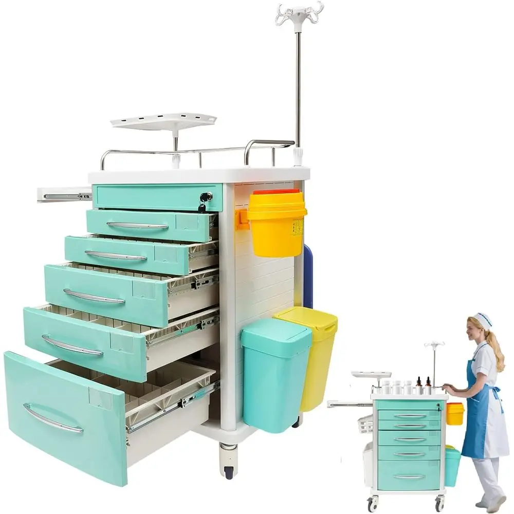 Medical Rolling Crash Cart, Medical Trolley 5 Ders and Power Strip, Mobile Medical Cart or Clinic, Hospital, Nursing Center, Loc
Medical Rolling Crash Cart, Medical Trolley 5 Ders and Power Strip, Mobile Medical Cart or Clinic, Hospital, Nursing Center, Loc