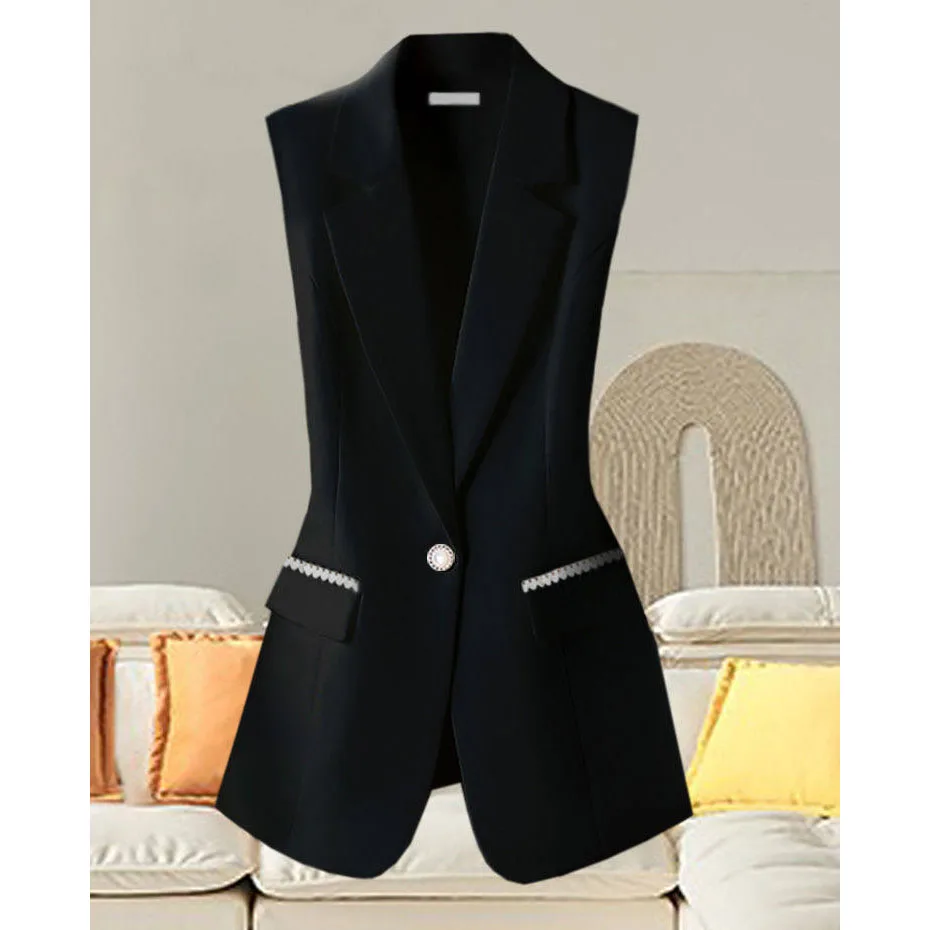 Women's Sleeveless Blazer Vest 2026 New Notch Lapel Single Breasted Chic Lady Vest Top Slim Office Casual Waistcoat Streetwear
Women's Sleeveless Blazer Vest 2026 New Notch Lapel Single Breasted Chic Lady Vest Top Slim Office Casual Waistcoat Streetwear